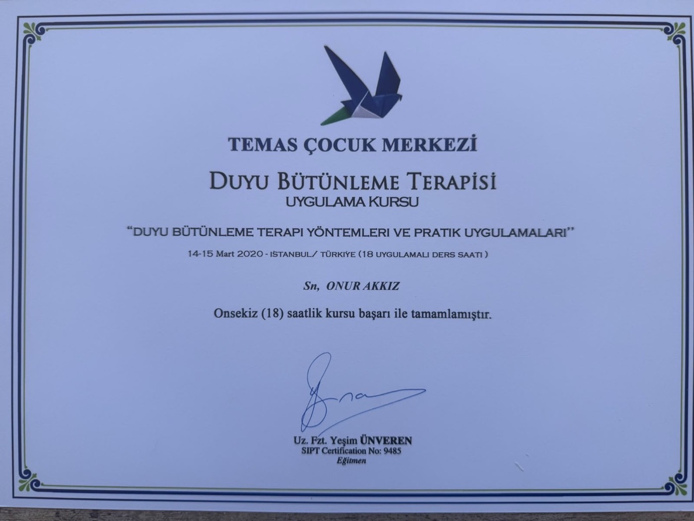 Fzt. Onur Akkız sertifika belgesi 3