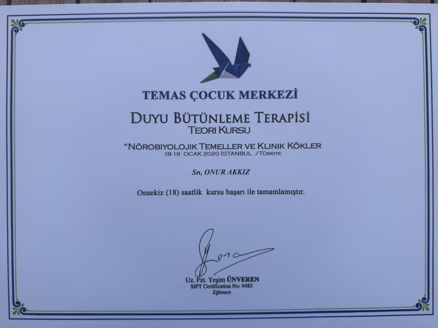 Fzt. Onur Akkız sertifika belgesi 8